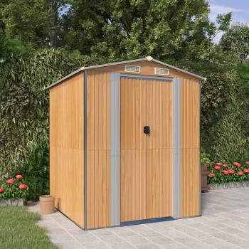 vidaXL Garden Shed Light Brown 192x191x223 cm Galvanised Steel