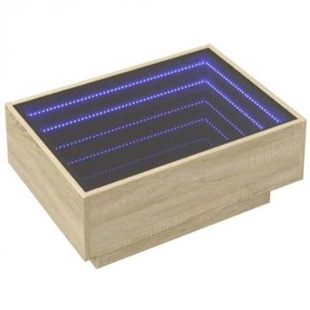 Mesa de centro y LED madera ingeniería roble Sonoma 70x50x30 cm