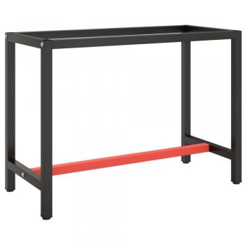vidaXL Work Bench Frame Matte Black and Matte Red 110x50x79 cm Metal