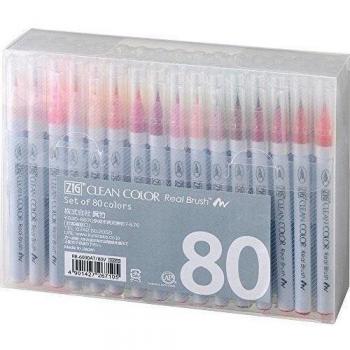 Kuretake ZIG Clean Color Real Brush Markers 80-Color Set RB-6000AT / 80V