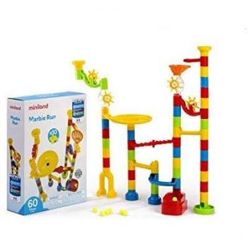 Miniland- Marble Run 60PC Juego de construcción con Circuito de Bolas