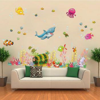 ElecMotive Pegatina para Pared Decorativos para Decorar Las Habitaciones de los niños Océano Profundidad Tropical Peces 68 x 122 cm