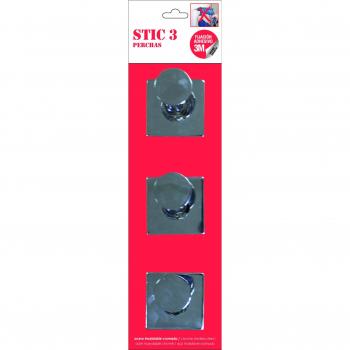 BATHSTAGE B-485 - Percha adhesiva 3m en pack de 3 unidades de acero inoxidable cromado