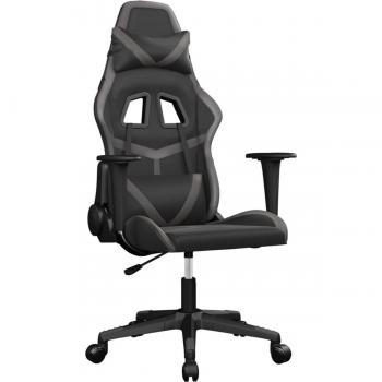 Silla gaming Vidaxl negra y gris en cuero sintético