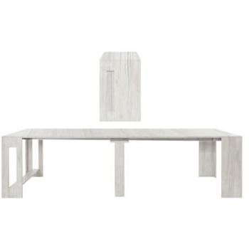 Mesa de comedor consola extensible 90x51-300cm madera blanca Pratika Larch
