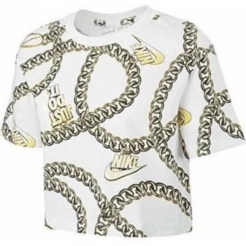 NIKE W NSW tee Glam Dunk Crop Long Sleeve Top, Mujer, White, L