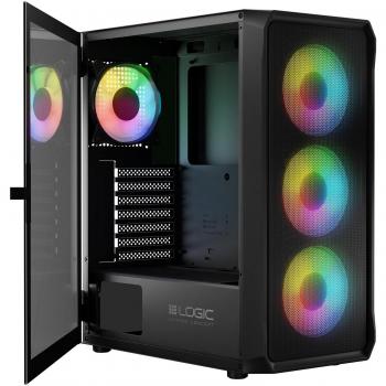 Caja Semitorre ATX Logic Portos ARGB Blanco y Negro