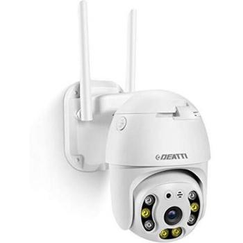 Cámara IP PTZ para Exterior, WiFi, DEATTI 1080P, cámara de vigilancia, WiFi, Audio bidireccional, Detector de Movimiento, 20 m de visión Nocturna, IP66, soporta Tarjeta SD de 128G