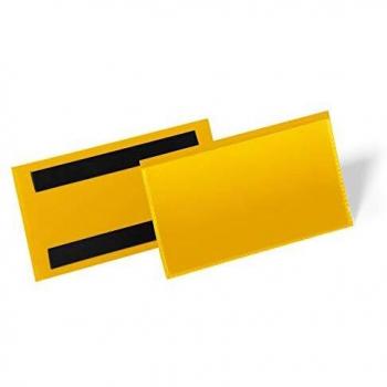 Bolsillos Magnéticos para Etiquetas 150x67mm Amarillo - Pack de 50