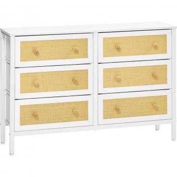 Cómoda Moala Homcom 6 cajones blanco/natural 83x120x30 cm