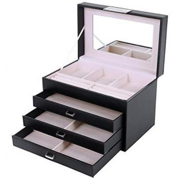 SONGMICS Caja joyero Organizador para Joyas Multiuso 28 x 17,5 x 19 cm JBC131B