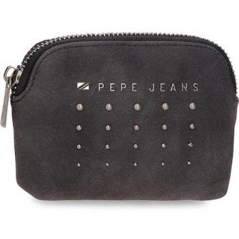 Monedero redondo Pepe Jeans Holly negro con cierre de cremallera y logo distintivo