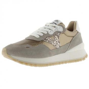 Zapatillas Deportivas de Mujer Victoria Nylon Metalizado con Piezas de Serraje y Suela Dentada