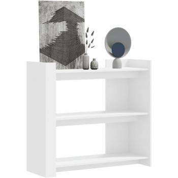 Mesa consola de madera de ingeniería 100x35x90 cm en Blanco, Negro y Roble Sonoma - Mesa de sofá, Mesa de Entrada para Salón, Consola de Entrada, Mueble Recibidor, Mesita, Mesa auxiliar
