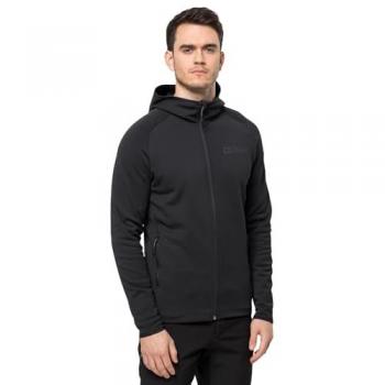 Chaqueta polar Jack Wolfskin Baiselberg Hooded FZ para hombre, color negro, talla S