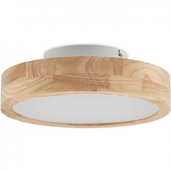Lindby Lanira plafón LED moderno de madera de roble, 30cm, color marrón, para salón y comedor, con 1 lámpara