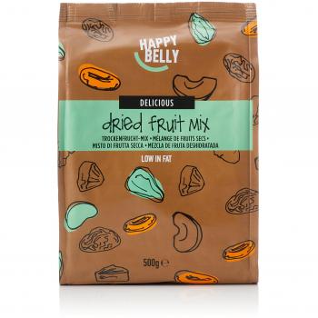 Marca Amazon - Happy Belly Mezcla de frutas deshidratada, 500 g