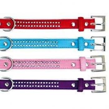 Freedog FD4000353 - Collar Polipiel Brillantes, para Perro, Color Rojo