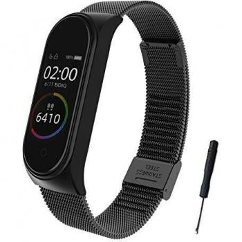 BDIG Correa Compatible para Xiaomi Mi Band 4 Correas Metal, Pulsera de Acero Inoxidable Agradable para Mi Band 4 Correa