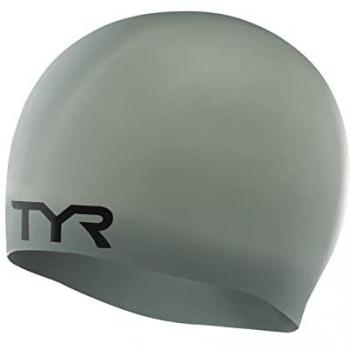 Gorro de natación TYR Wrinkle-Free Solid Silicone Gris Negro