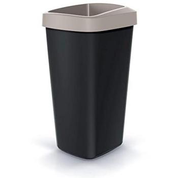Cubo de reciclaje 25L KEDEN plástico con tapa abierta color marrón