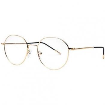 SmartBuy Collection Oval Full Rim Metal Men's Prescription Glasses - Gold Size 53 - Blue Light Block Available - Free Lenses