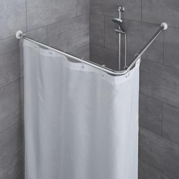 Kleine Wolke Barra Esquinera para Cortina de Ducha 90x90 cm Toallero Color Blanco y Plateado