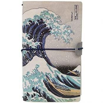Cuaderno de viaje Hokusai - Cuaderno de notas Kokonote - Cuaderno cuero sintético 19,6X12cm | Diario