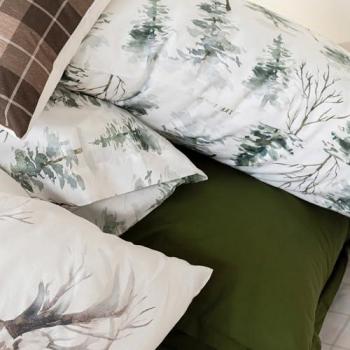 Funda de Almohada Mística Invierno Multicolor 45 x 155 cm, 100% Algodón, Calidad 150 (Cama 135/140)