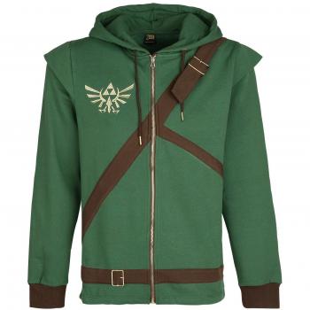 The Legend of Zelda Cosplay Zip-Hoodie Sudadera capucha con cremallera verde/marrón XS