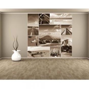 Bilderdepot24 Autoadhesivo Fotomural México Collage - Sepia 270x270 cm - papel pintado - Fototapete - la fabricación made in Germany!
