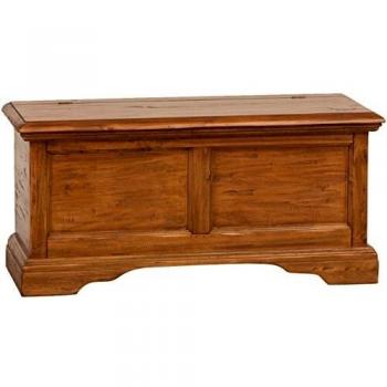 Baúl Country de madera maciza de tilo con acabado nogal 100x38x48 cm