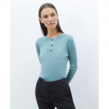 Jersey de punto con cuello caja mujer