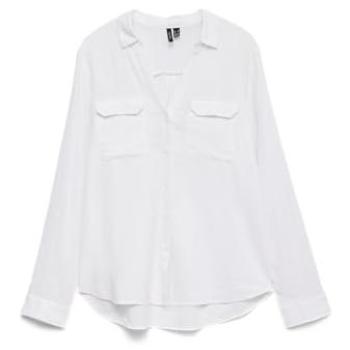 Blusa de Mujer VERO MODA 'LINN BUMPY' Blanco, Manga Larga, Cuello Abierto, Regular Fit