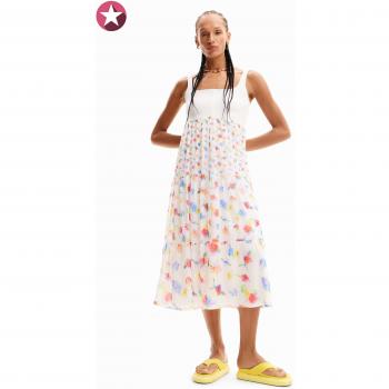 Vestido Desigual Blanco con estampado de flores
