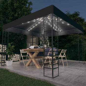 Gazebo de jardín con luces LED 3x3 m Antracita