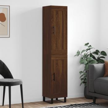 Aparador de madera contrachapada 34,5x34x180 cm con 1 puerta de madera, mueble de almacenaje para salón, buffet para salón, armario auxiliar y armario de almacenamiento en color roble marr