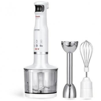 MPM MBL-28 Batidora de Mano con Picadora y Varillas, Acero Inoxidable, Función Smooth Touch, Libre de BPA, 500W