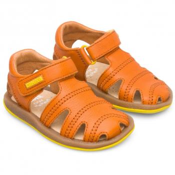 CAMPER Bicho Sandals for First Walkers - Orange, Smooth Leather, Size 22 and Size 5.5