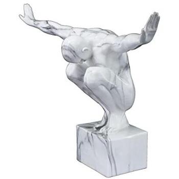 Figura decorativa hombre desnudo Signes Grimalt, color blanco, dimensiones 33x15x49 cm, material imitación mármol
