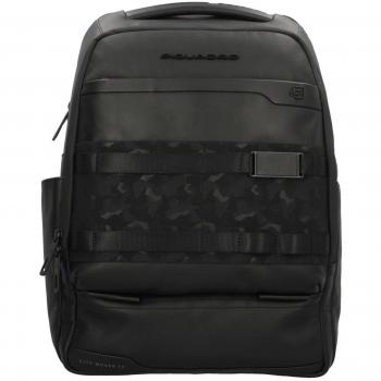 Mochila mediana de piel para PC 14'' en color negro