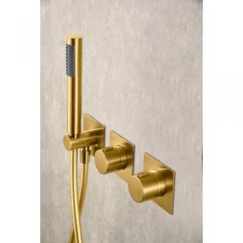 Conjunto Ducha Termostático Empotrado Tíbet Oro Cepillado IMEX