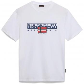 Camiseta Napapijri S-Aylmer Blanco 002 Hombre, color blanco brillante, diseño moderno, fabricada en algodón de alta calidad, ajuste regular, logo de la marca en el pecho