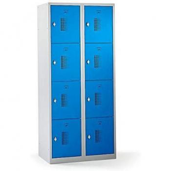 Armario de compartimentos bajo llave Eurokraft Basic Amsterdam, 8 casillas, dimensiones 1800 x 800 x 500 mm, color azul