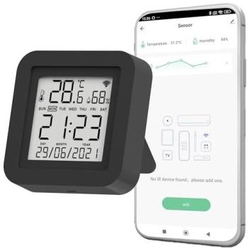 Mando a Distancia Universal WiFi IR Nivian con Sensor de Temperatura y Humedad - Control Inteligente App Tuya, Compatible con Alexa y Google Home, Domótica Smart Home