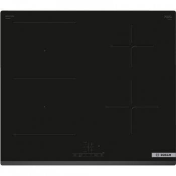 Placa de Inducción Bosch PVS63KBB5E - 4 Zonas de Cocción, Potencia de 41800 W, 60 cm, Cristal Templado Negro