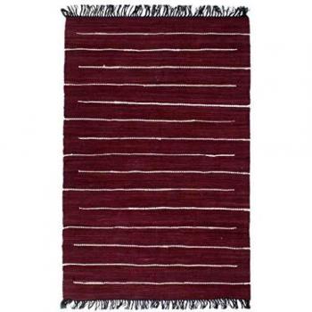 vidaXL Alfombra tejida a mano Chindi de algod¨®n borgo?a 120x170 cm