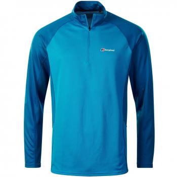 Berghaus Hombres Cremallera Tech 2.0 de Cuello Camiseta de Manga Larga, Hombre, Tech 2.0 Zip Neck, Adriatic/Snorkel Blue, S