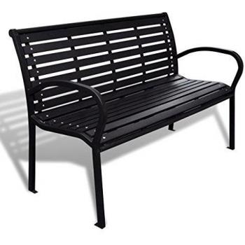 Outdoor Garden Bench 125 cm Steel and WPC Black