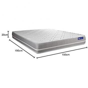 Colchón Actisom blanco con látex y espuma viscoelástica 150 x 190 cm, grosor 20 cm, equilibrado, 3 zonas de confort